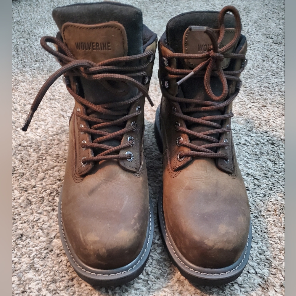 Brown Wolverine Work Boots with Steel-Toe